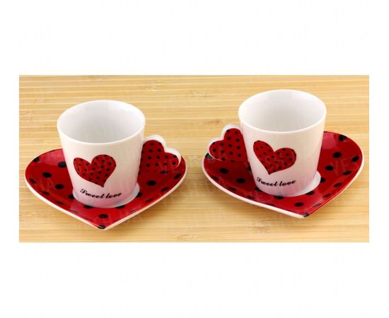 Товар распродан - Чашки с блюдцем Сердечко - набор, красные - Чашки, фото 2