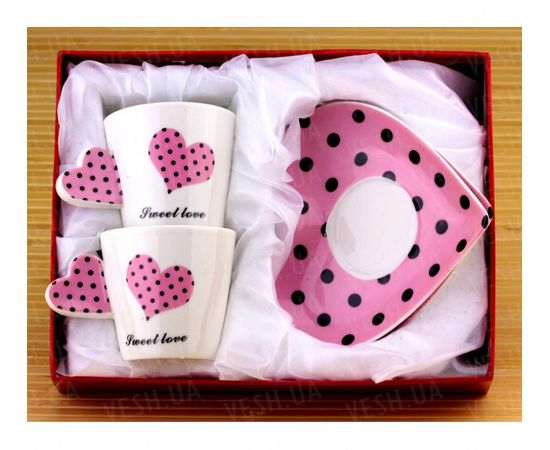 Товар распродан - Чашки с блюдцем Сердечко - набор, розовые - Чашки, фото 2