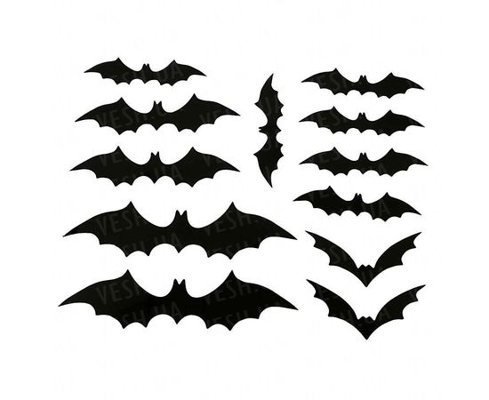 Товар распродан - Декор настенный Летучие мыши уп. 12 шт - Аксессуары для праздника, фото 4