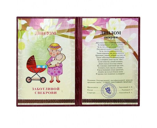 Товар распродан - Диплом ЗАБОТЛИВОЙ СВЕКРОВИ - Сувенирные значки награды, фото 2