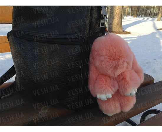 Товар распродан - Меховой брелок (персиковый) на сумку в виде зайчика (Натуральный мех) - Аксессуары для сумок, фото 2