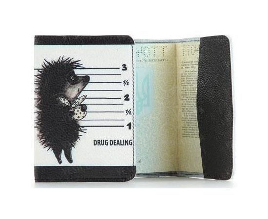 Товар распродан - Обложка на паспорт из мягкой кожи &quot;Ежик Drug Dealing&quot; - Обложки для документов, фото 2