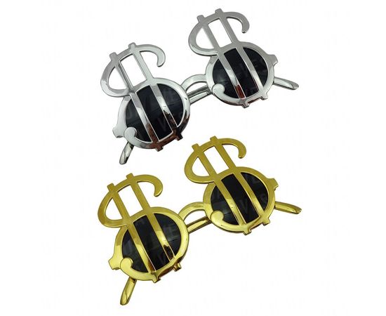 Товар распродан - Очки Доллары серебро - Карнавальные аксессуары, фото 2