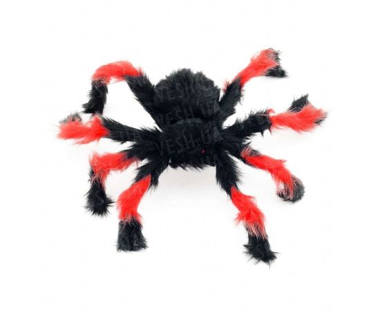 Товар распродан - Паук из меха 30см (черный с красным) - Аксессуары для праздника, фото 2