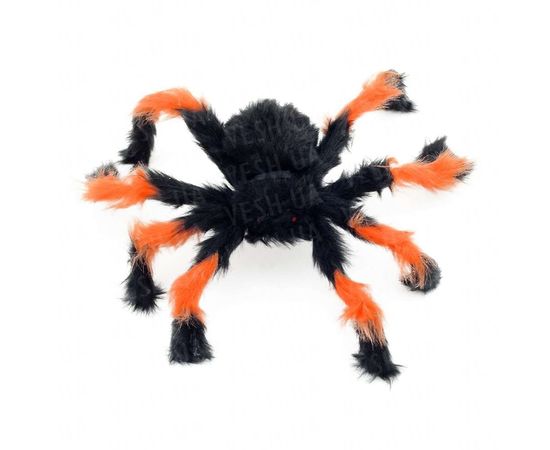Товар распродан - Паук из меха 30см (черный с оранжевым) - Аксессуары для праздника, фото 2