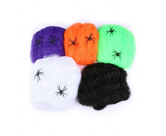 Товар распродан - Паутина цветная с пауками зеленая - Аксессуары для праздника, фото 2