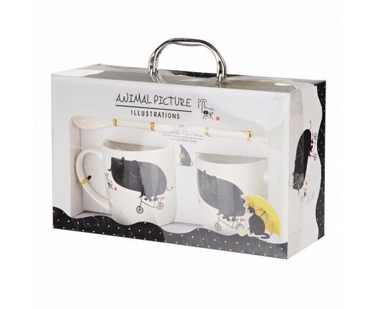Товар распродан - Подарочный набор&quot;Слон на Велосипеде&quot; (2 чашки, крышки, ложки). (Уценка) - Чашки, фото 2