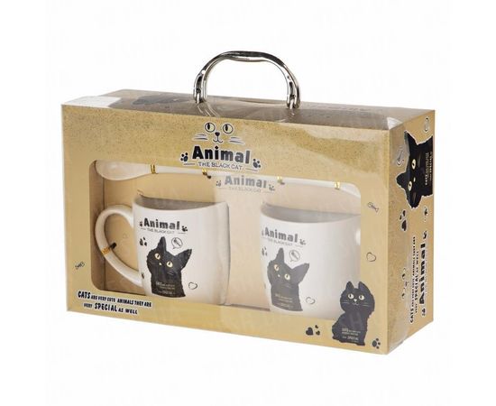 Товар распродан - Подарочный набор &quot;Черный кот, а рыбка справа&quot; (2 чашки, крышки, ложки) (Уценка) - Чашки, фото 2