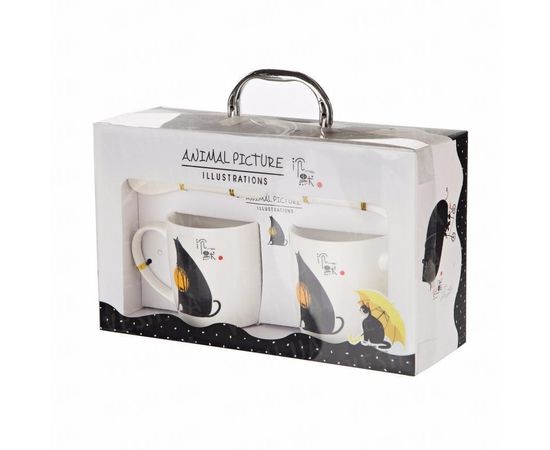 Товар распродан - Подарочный набор &quot;Солнце-Кот&quot; (2 чашки, крышки, ложки). (Уценка) - Чашки, фото 2