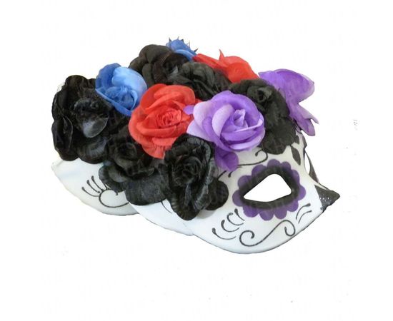 Товар распродан - Полу маска пластик День мертвых синяя - Карнавальные маски, фото 2