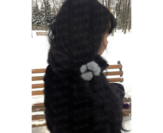 Товар распродан - Резинка для волос с натуральным мехом норки. Серый. - Счетки для волос, фото 2