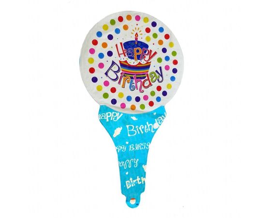 Товар распродан - Шарик с надувной ручкой Happy Birthday тортик - Шары воздушные, фото 2
