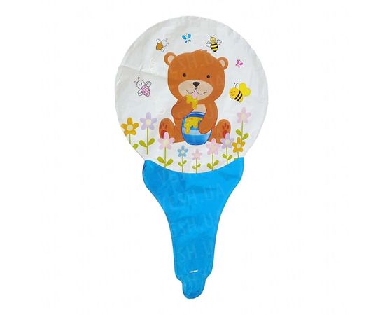 Товар распродан - Шарик с надувной ручкой Мишка с медом - Шары воздушные, фото 2