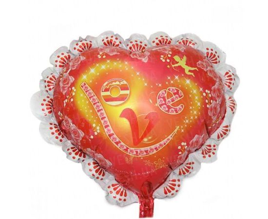 Товар распродан - Шарик с палочкой 35 см Сердце с кружевом - Шары воздушные, фото 2