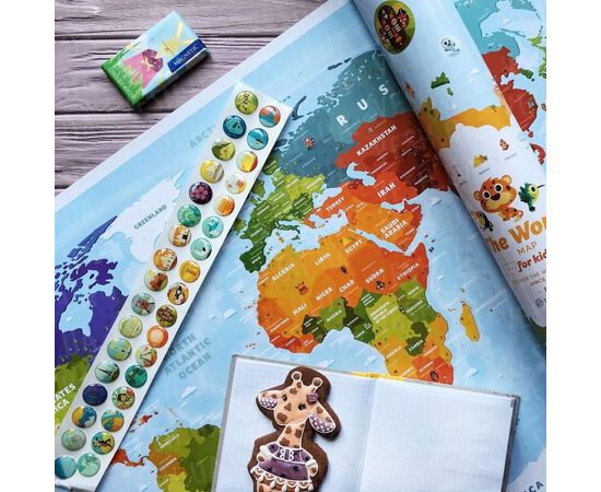 Товар распродан - Скретч карта мира Kids Animals - Скретч карты путешествий, фото 5