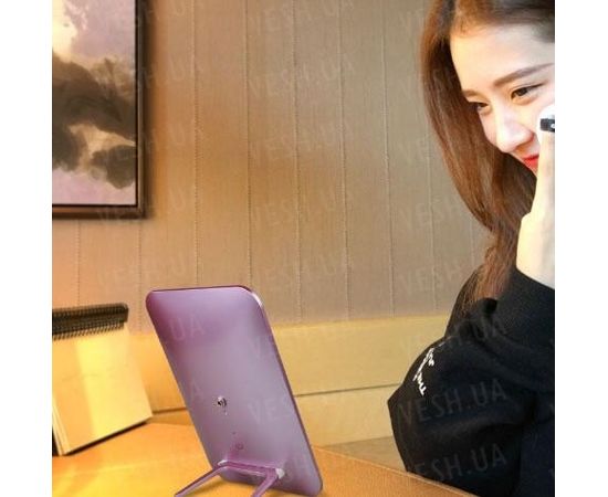 Товар распродан - Зеркало с LED подсветкой. Заряжается от USB. Серебристый - Зеркала косметические, фото 3