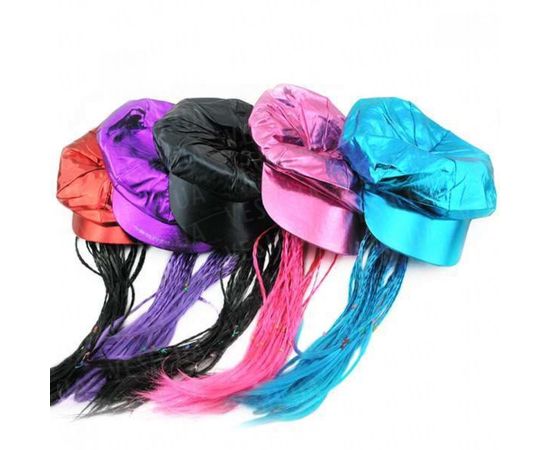 Товар распродан - Кепка женская с косичками розовая - Карнавальные шляпы, фото 2