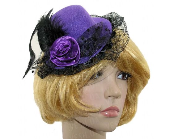 Товар распродан - Шляпка Гламур маленькая с розой - Карнавальные шляпы, фото 2
