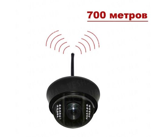 Комплект из беспроводной купольной камеры NCDOTIR 21w, 700TVL на 2.4 Ghz + приёмник видеосигнала (на выбор), дальностью до 700 метров (модель NCDOTIR 21W kit), фото 2