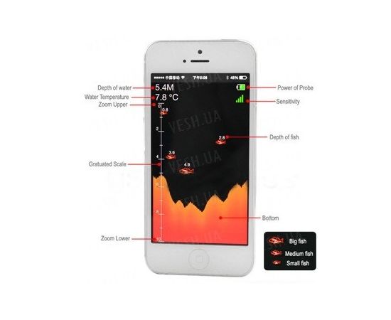 Беспроводной 50 метров Wi-Fi эхолот Fishfinder для рыбалки, совместимый с IPHONE, IPAD, IOS, Android устройствами (модель FF-916) НОВИНКА 2014 ГОДА!!!, фото 3 Беспроводной 50 метров Wi-Fi эхолот Fishfinder для рыбалки, совместимый с IPHONE, IPAD, IOS, Android устройствами (модель FF-916) НОВИНКА 2014 ГОДА!!!, фото 3