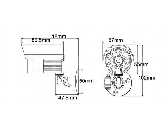 Уличная влагозащитная CCTV цветная охранная камера видеонаблюдения 1/3 CMOS, 600TVL, 0 LUX, ИК до 20 метров (модель LICE24), фото 2