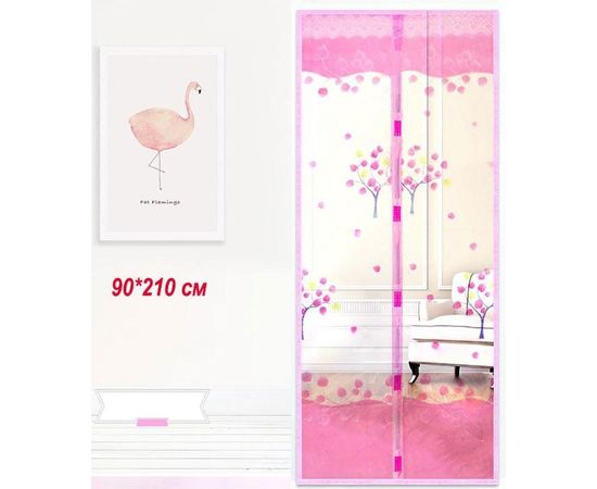 Товар распродан - Антимоскитные сетки (розовый цвет) на двери на магнитах. 90*210см. - Москитные пологи и сетки, фото 1