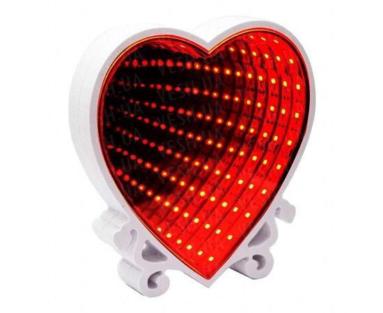 Товар распродан - Бесконечное зеркало Infinity Mirror Сердце красное свечение - Аксессуары для праздника, фото 1