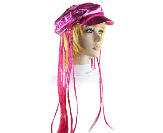 Товар распродан - Кепка женская с косичками розовая - Карнавальные шляпы, фото 1