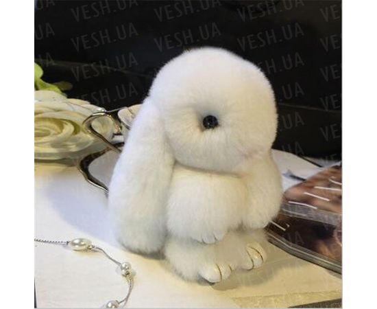 Товар распродан - Меховой брелок (белый) на сумку в виде зайчика (Натуральный мех) - Аксессуары для сумок, фото 1