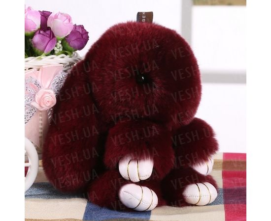 Товар распродан - Меховой брелок бордо на сумку в виде зайчика Натуральный мех - Аксессуары для сумок, фото 1