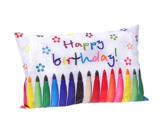 Товар распродан - Наволочка для подушки 30*50 см happy birhday карандаши, 2й сорт - Подушки, фото 1