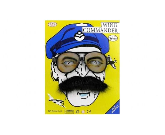 Товар распродан - Очки с усами Вояка - Карнавальные аксессуары, фото 1