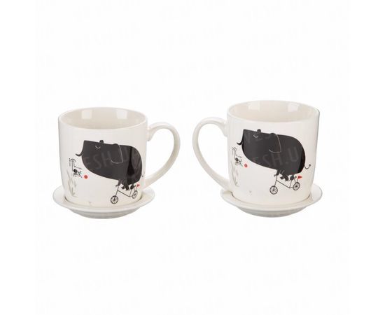 Товар распродан - Подарочный набор&quot;Слон на Велосипеде&quot; (2 чашки, крышки, ложки). (Уценка) - Чашки, фото 1