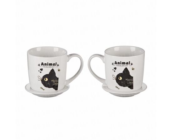 Товар распродан - Подарочный набор "Черный кот и стрекоза" (2 чашки, крышки, ложки) (Уценка) - Чашки, фото 1 Товар распродан - Подарочный набор "Черный кот и стрекоза" (2 чашки, крышки, ложки) (Уценка) - Чашки, фото 1