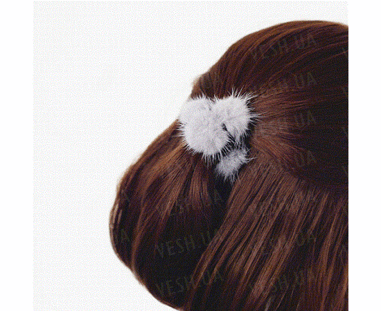 Товар распродан - Резинка для волос с натуральным мехом норки. Серый. - Счетки для волос, фото 1