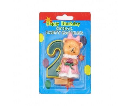 Товар распродан - Свеча Цифра с Медвежонком 2 - Свечи для торта, фото 1