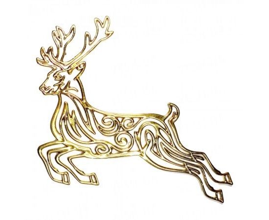 Товар распродан - Украшение Олень метал. 12х9 см золото - Новогодние игрушки и украшения, фото 1