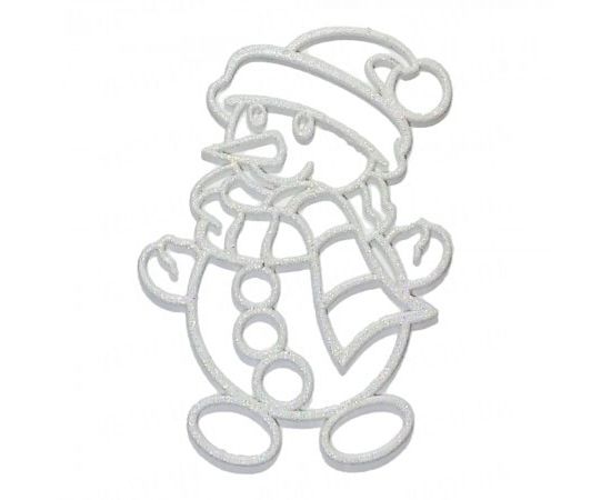 Товар распродан - Украшение Снеговик пластик 12х9 см белый - Новогодние игрушки и украшения, фото 1