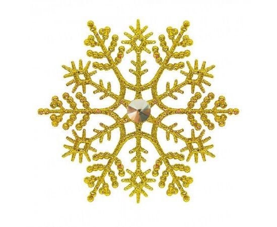 Товар распродан - Украшение Снежинка Классика с камнем 12х12 см золото - Новогодние игрушки и украшения, фото 1