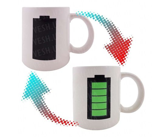 Товар распродан - Чашка хамелеон Батарейка белая - Чашки, фото 1