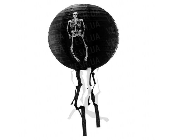 Товар распродан - Декор подвесной 30 см черный со скелетом - Аксессуары для праздника, фото 1