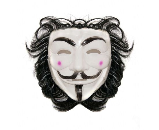 Товар распродан - Маска пластик Гая Фокса с волосами - Карнавальные маски, фото 1