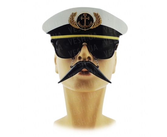 Товар распродан - Очки с усами Капитан - Карнавальные аксессуары, фото 1