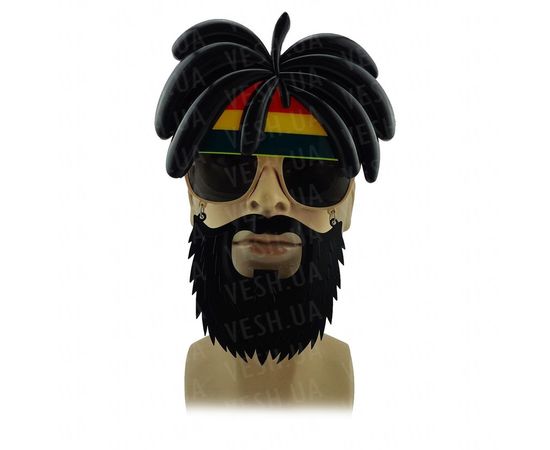 Товар распродан - Очки с усами и бородой Растаман - Карнавальные аксессуары, фото 1