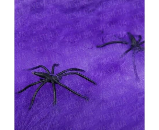 Товар распродан - Паутина цветная с пауками фиолетовая - Аксессуары для праздника, фото 1