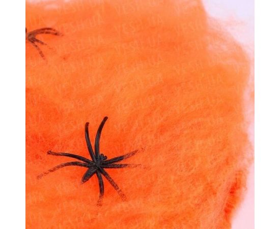 Товар распродан - Паутина цветная с пауками оранжевая - Аксессуары для праздника, фото 1 Товар распродан - Паутина цветная с пауками оранжевая - Аксессуары для праздника, фото 1