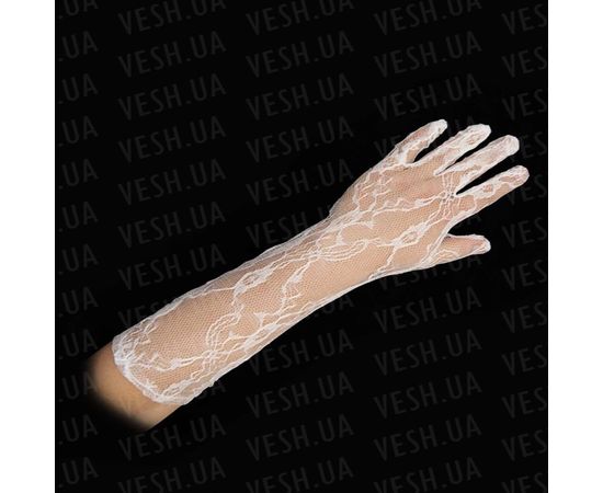 Товар распродан - Перчатки гипюровые длинные белые - Перчатки варежки, фото 1