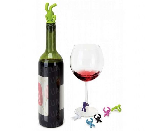 Товар распродан - Пробка для бутылки Человечек + маркеры на бокалы - Насадки на бутылку, фото 1