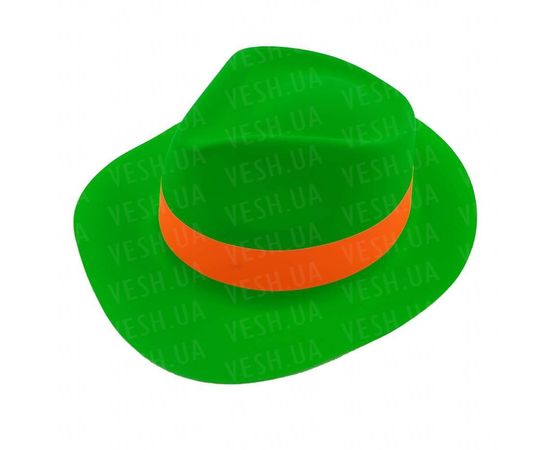 Товар распродан - Шляпа Мужская пластик с лентой зеленая - Карнавальные шляпы, фото 1