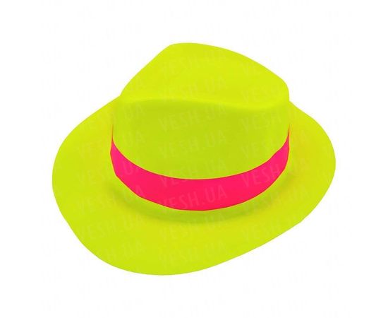 Товар распродан - Шляпа Мужская пластик с лентой желтая - Карнавальные шляпы, фото 1